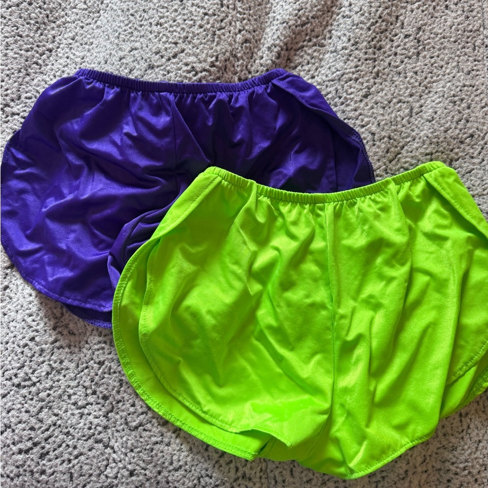 Purple and Neon Green Athletic Shorts